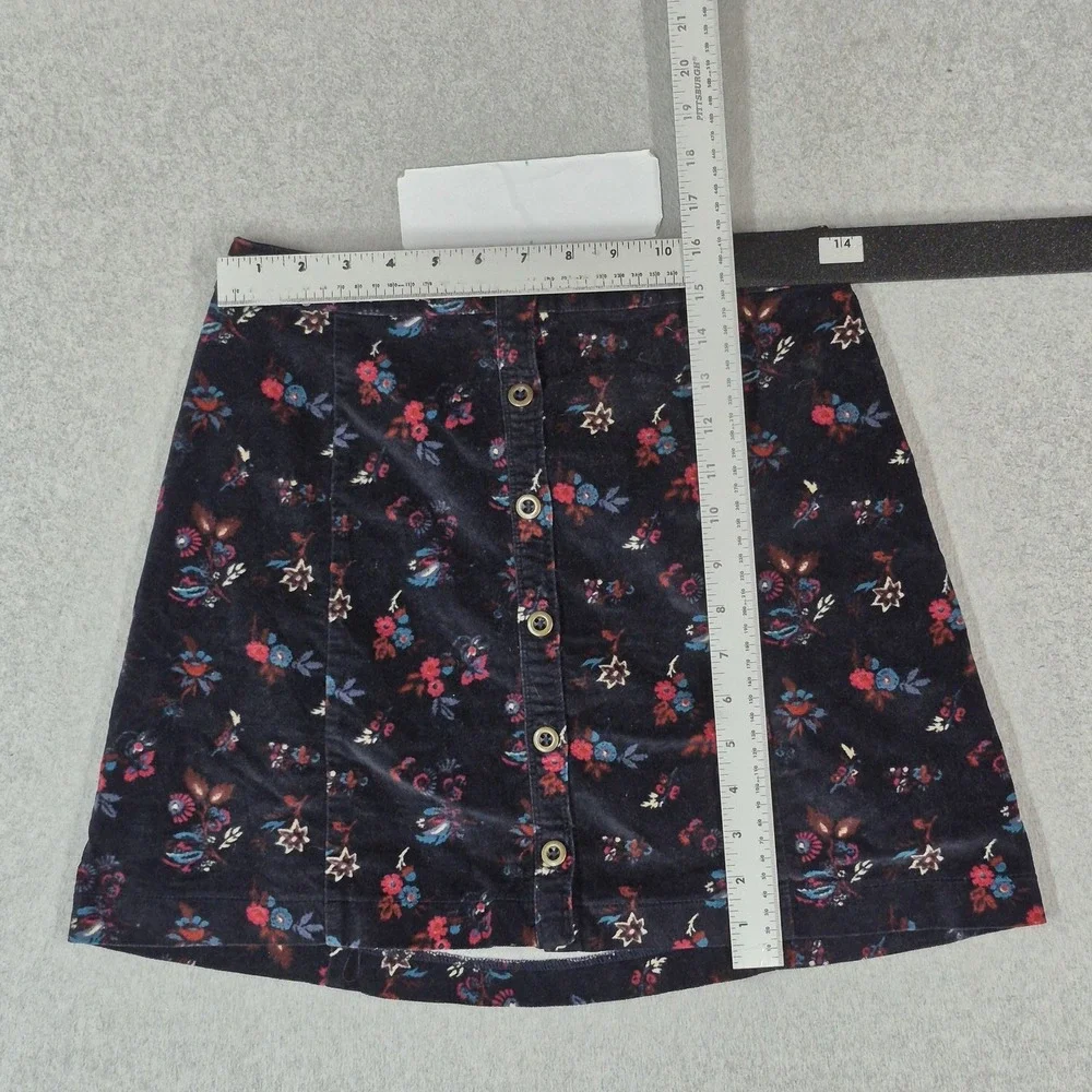 Hollister Women Skirt S Black Mini Skirt Floral Velvet Button Front Cottagecore